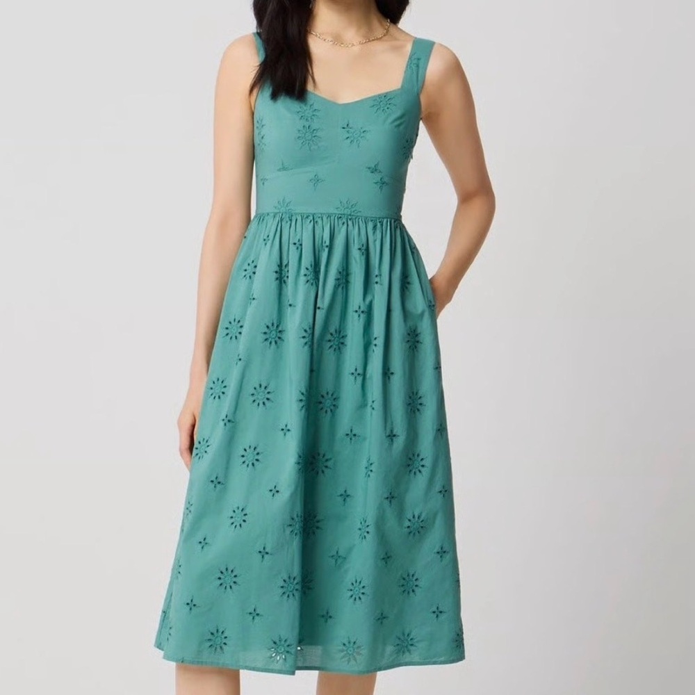 J. Crew Sage Green Eyelet Midi Dress